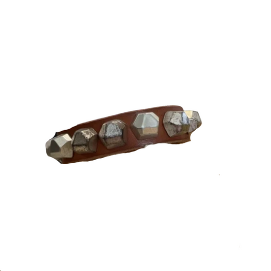 Campomaggi Brown Leather Cuff/Bracelet with Silver Toned Geometric Studs