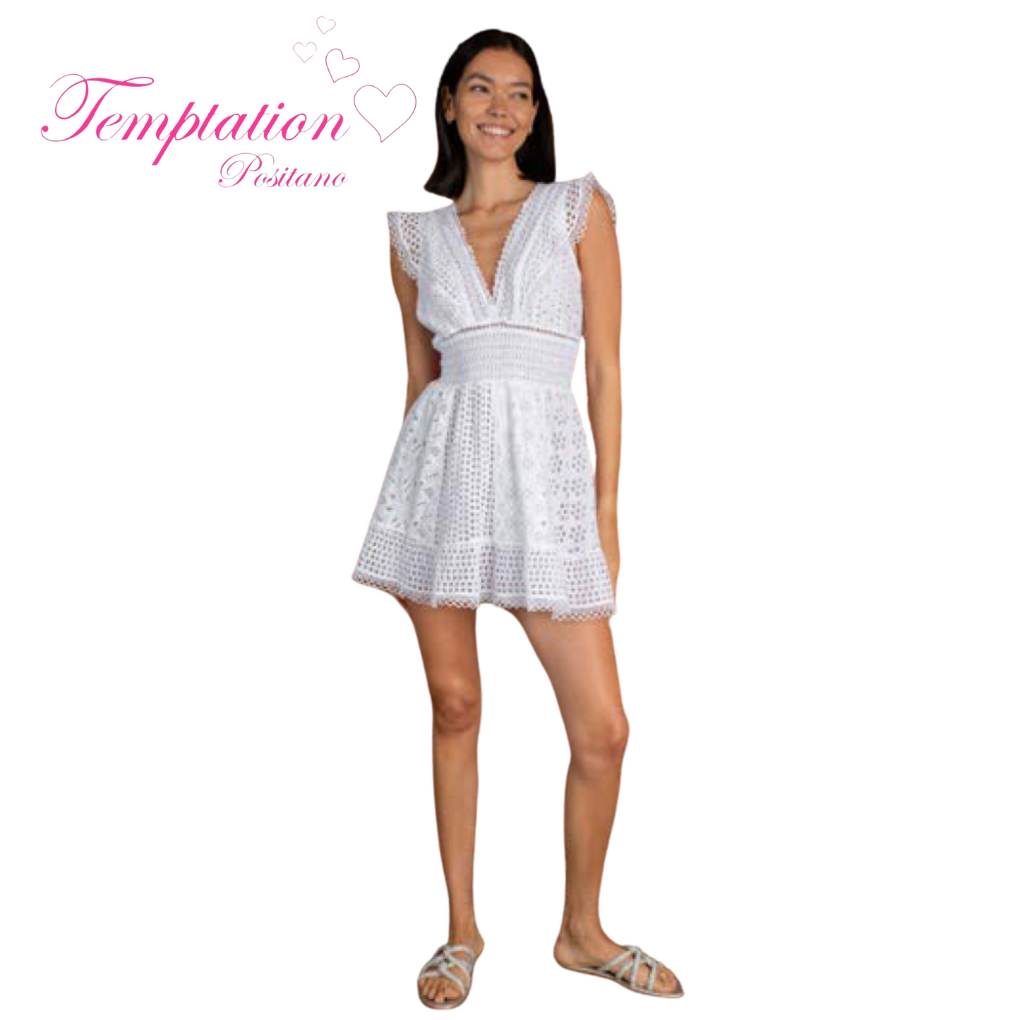 Temptation Positano Arno Mini Dress in Bianco