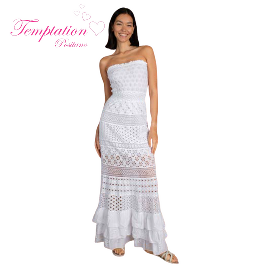 Temptation Positano Adige Strapless Maxi Dress in Pearl Grey