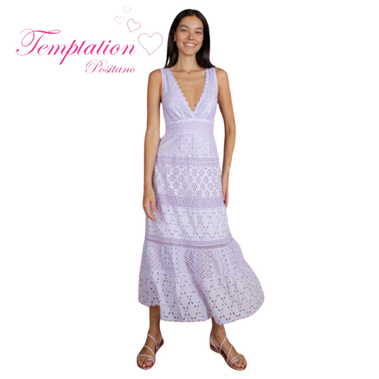 Temptation Positano Paglia Midi Dress in Lilla