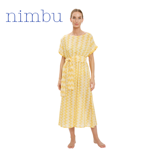 Nimbu Bimala Dress in Shibori Lemon
