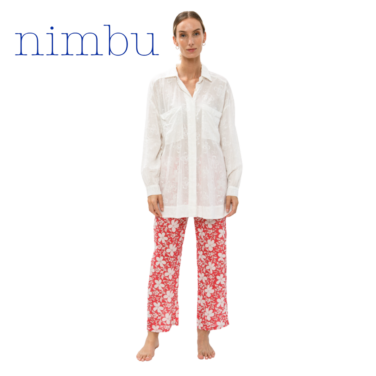 Nimbu Zuona Button Up In Poppy White