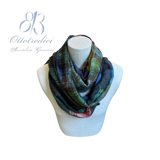813 Ottotredici Apple and Plaid Print Scarf