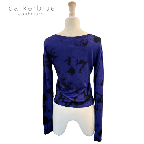 Parker Blue Cashmere Cropped Long Sleeve Shirt