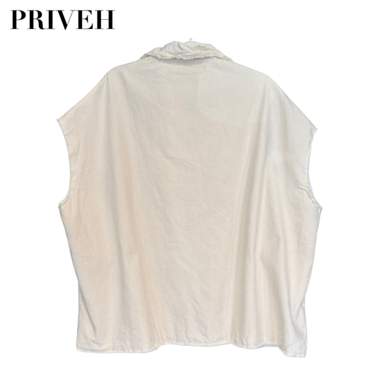 Priveh Sleeveless Jacket in Natural