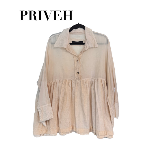 Priveh Half Button Down Blouse