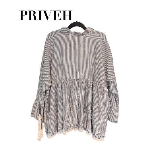 Priveh Half Button Down Blouse
