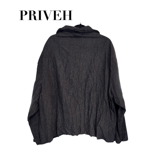 Priveh Button Down Wool Overcoat with Cotton Lining