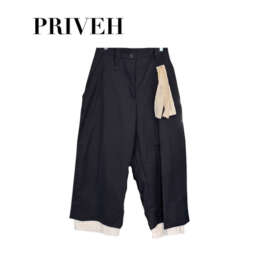 Priveh Wool Wide Button Down Pants