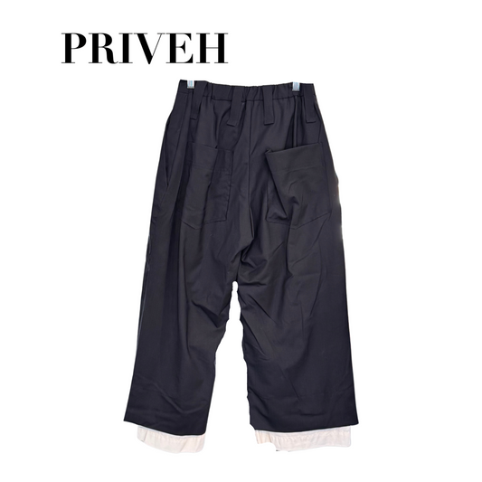 Priveh Wool Wide Button Down Pants