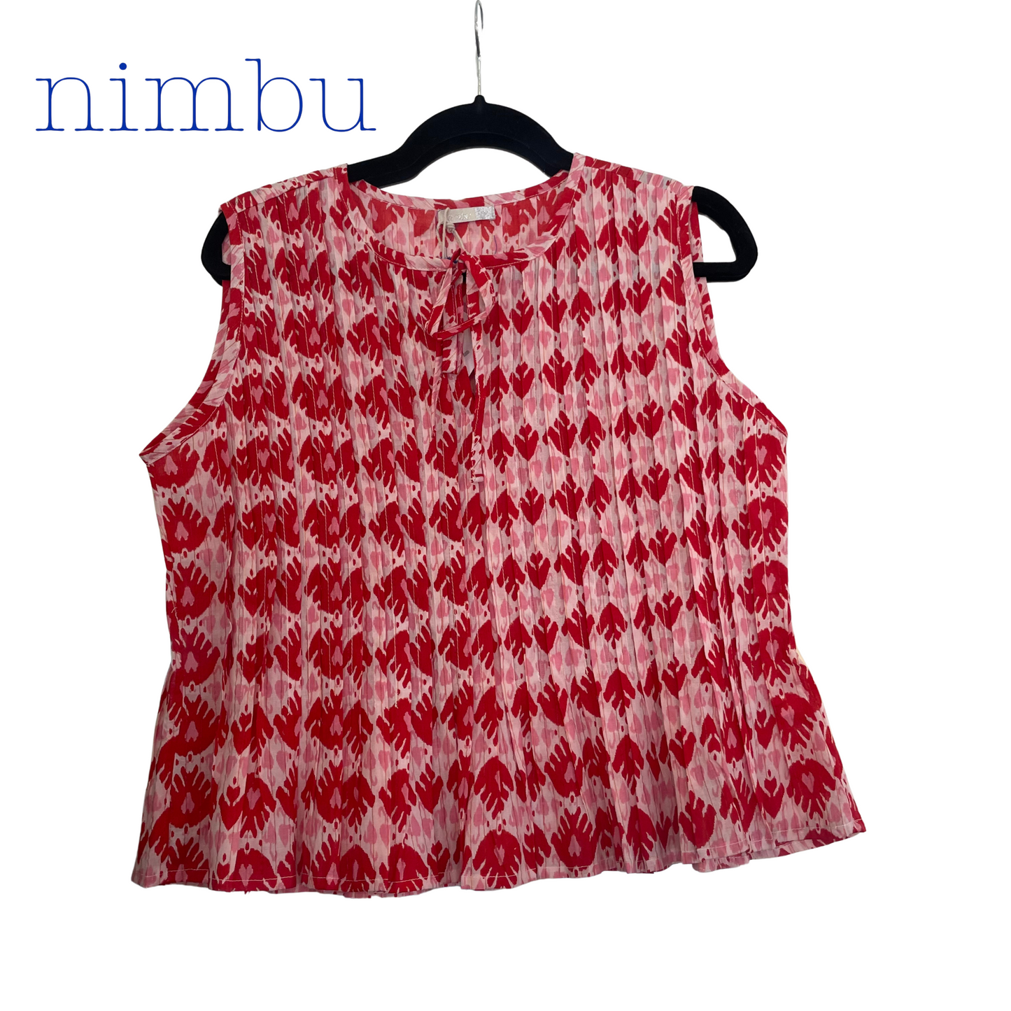 Nimbu Tulsi Top in Ikat Red