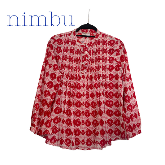 Nimbu Arhat Blouse in Ikat Red