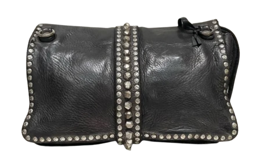 Black Leather Embellished Campomaggi Bag with studs