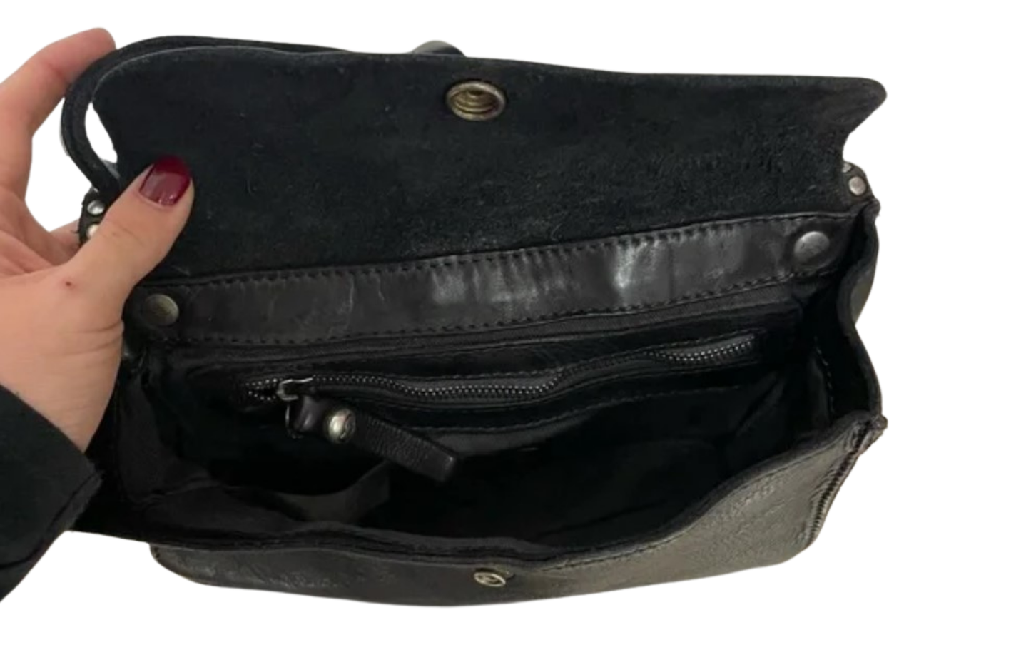Black Leather Embellished Campomaggi Bag with studs