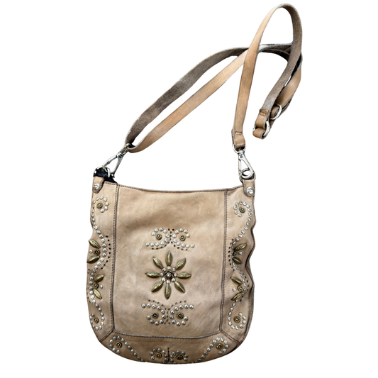 Beige Studded Campomaggi Saddle Bag