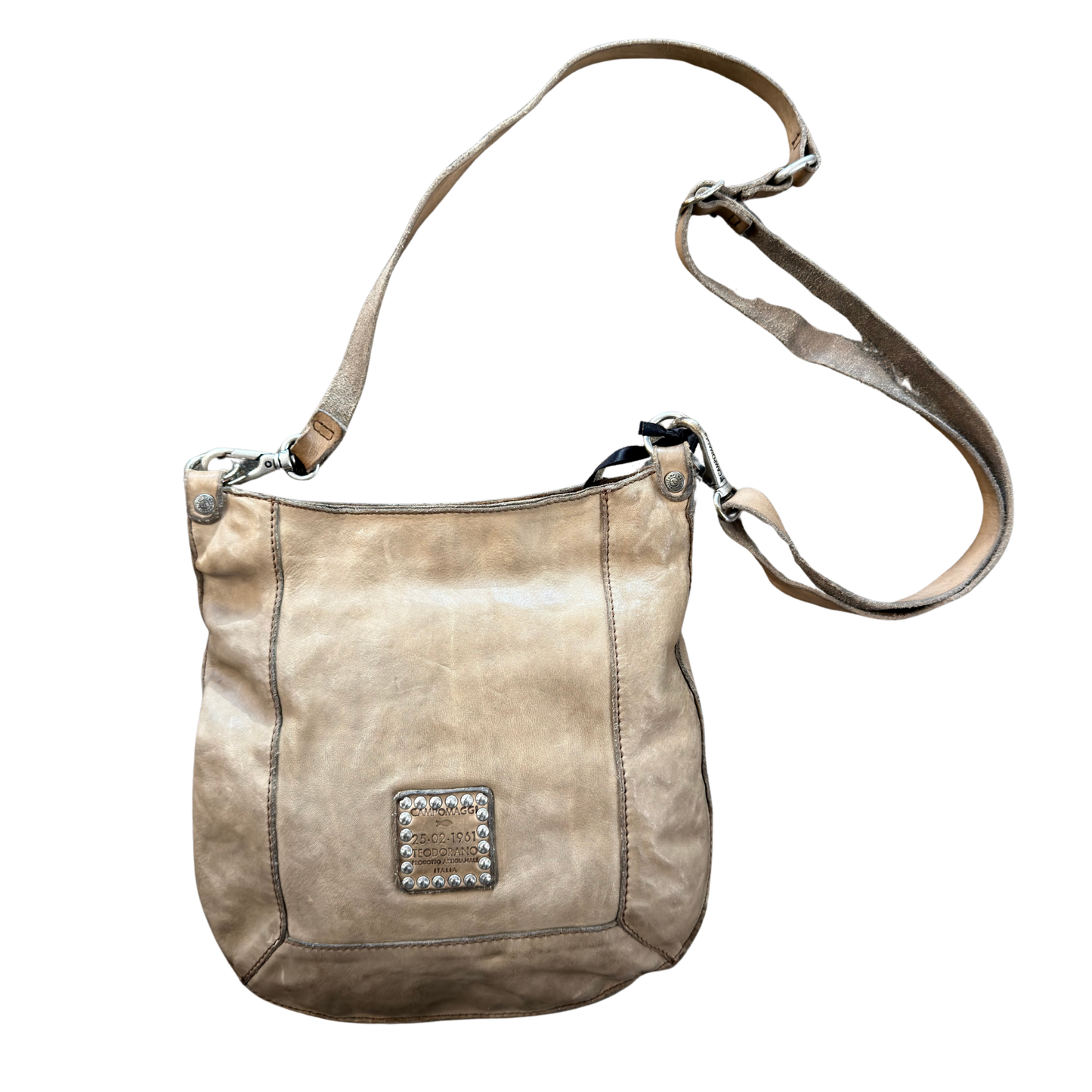 Beige Studded Campomaggi Saddle Bag