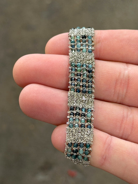 Dag Gioielli Rhodium Silver and Blue Tourmaline Bracelet