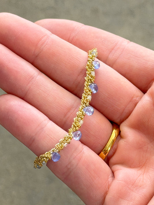 Dag Gioielli Gold/Silver with Lurex Diamonds and Tanzanite Drops Bracelet