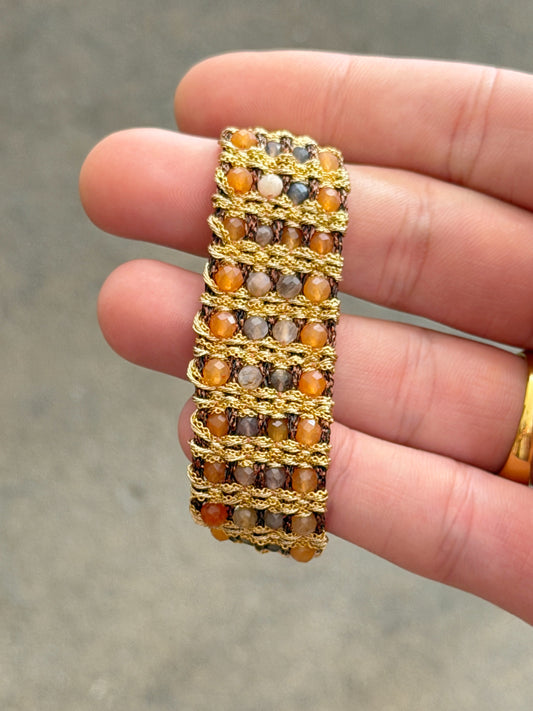 Dag Gioielli Gold/Silver with Lurex, Cornelian & Gold Moonstone Bracelet