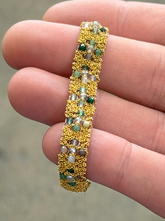 Dag Gioielli Gold/Silver Musky Agathe and Grey Labradorite Bracelet
