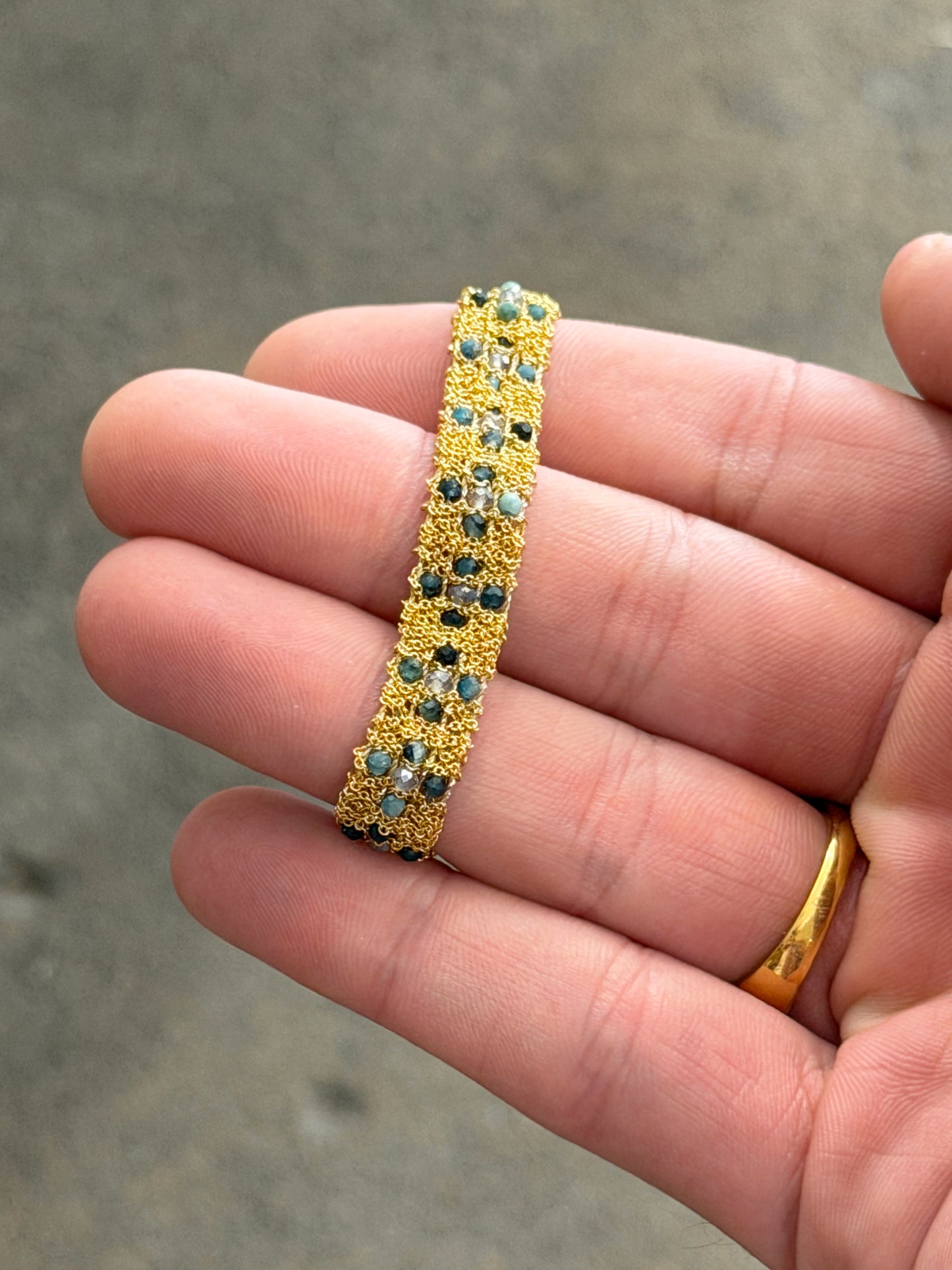 Dag Gioielli Gold/Silver Blue Tourmaline and Grey Labradorite Bracelet