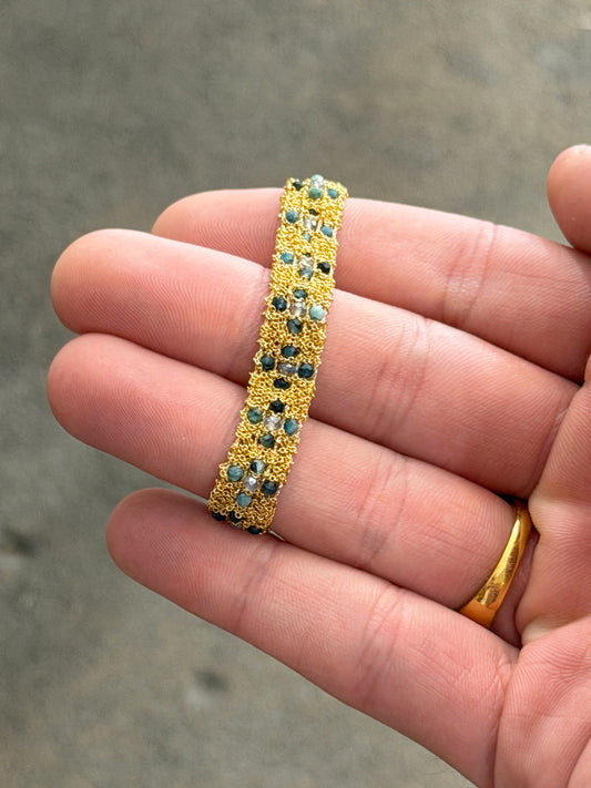 Dag Gioielli Gold/Silver Blue Tourmaline and Grey Labradorite Bracelet