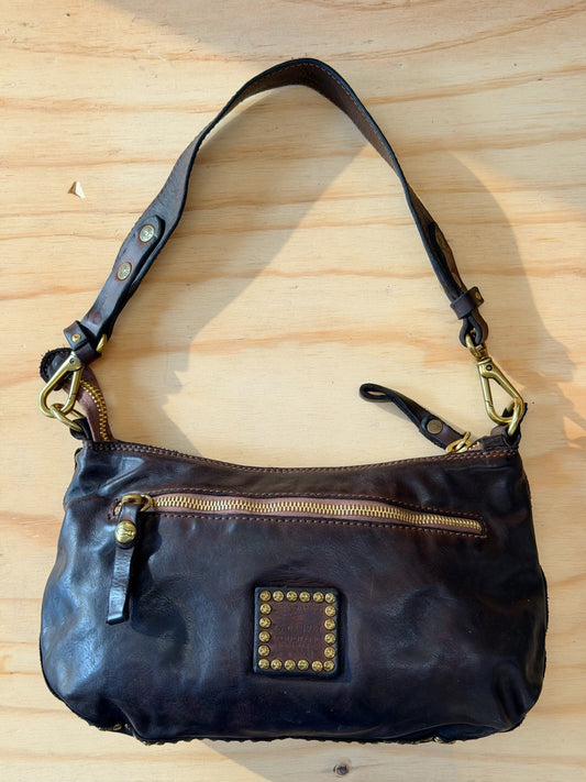 Campomaggi Leather Studded & Embellished Shoulder Bag in Moro