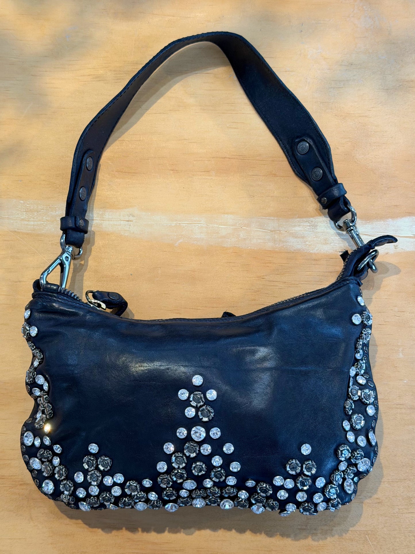 Campomaggi Leather Studded & Embellished Shoulder Bag in Blue