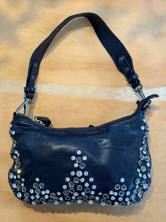 Campomaggi Leather Studded & Embellished Shoulder Bag in Blue