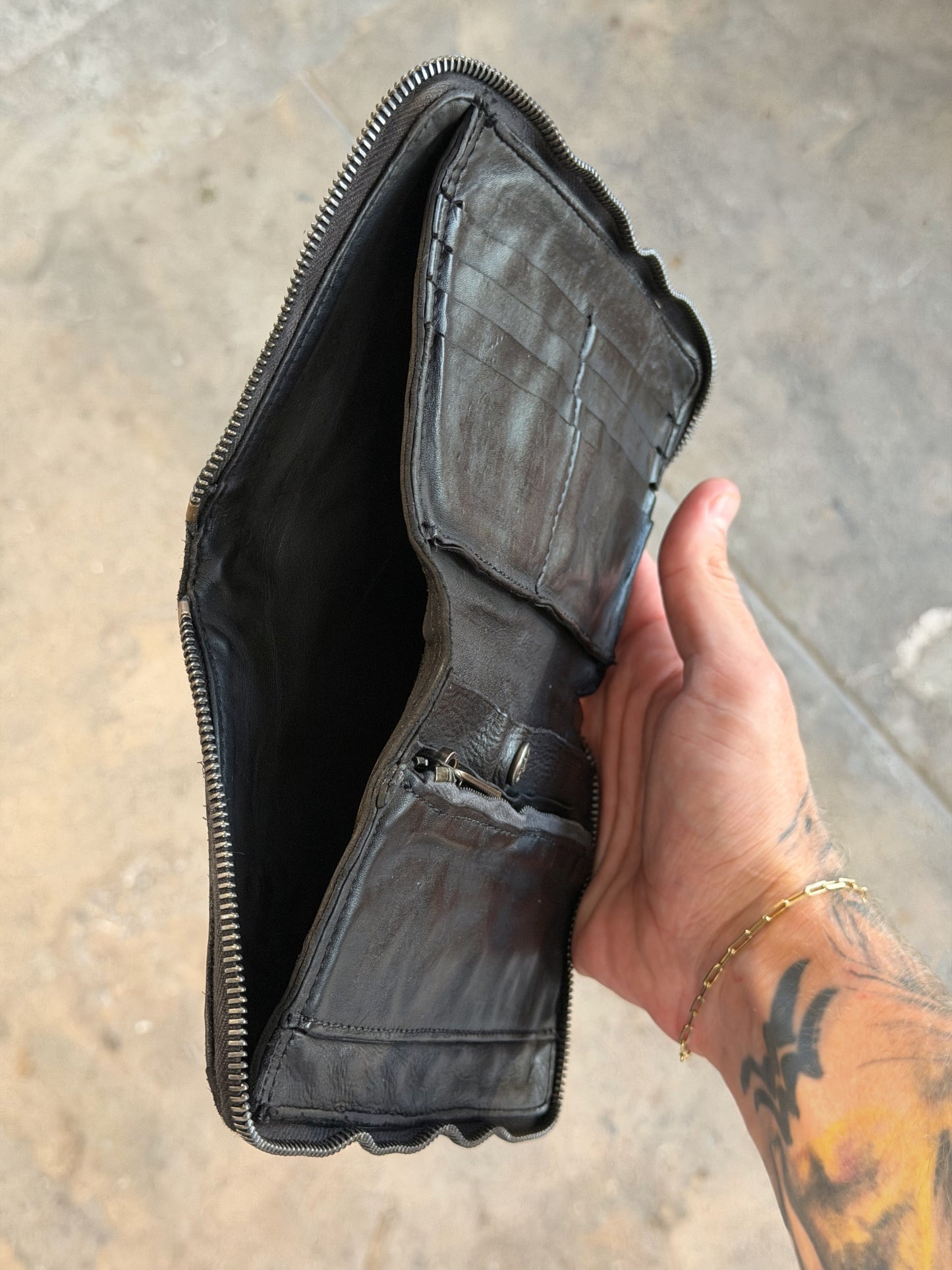 Campomaggi Leather Studded & Embellished Wristlet in Black