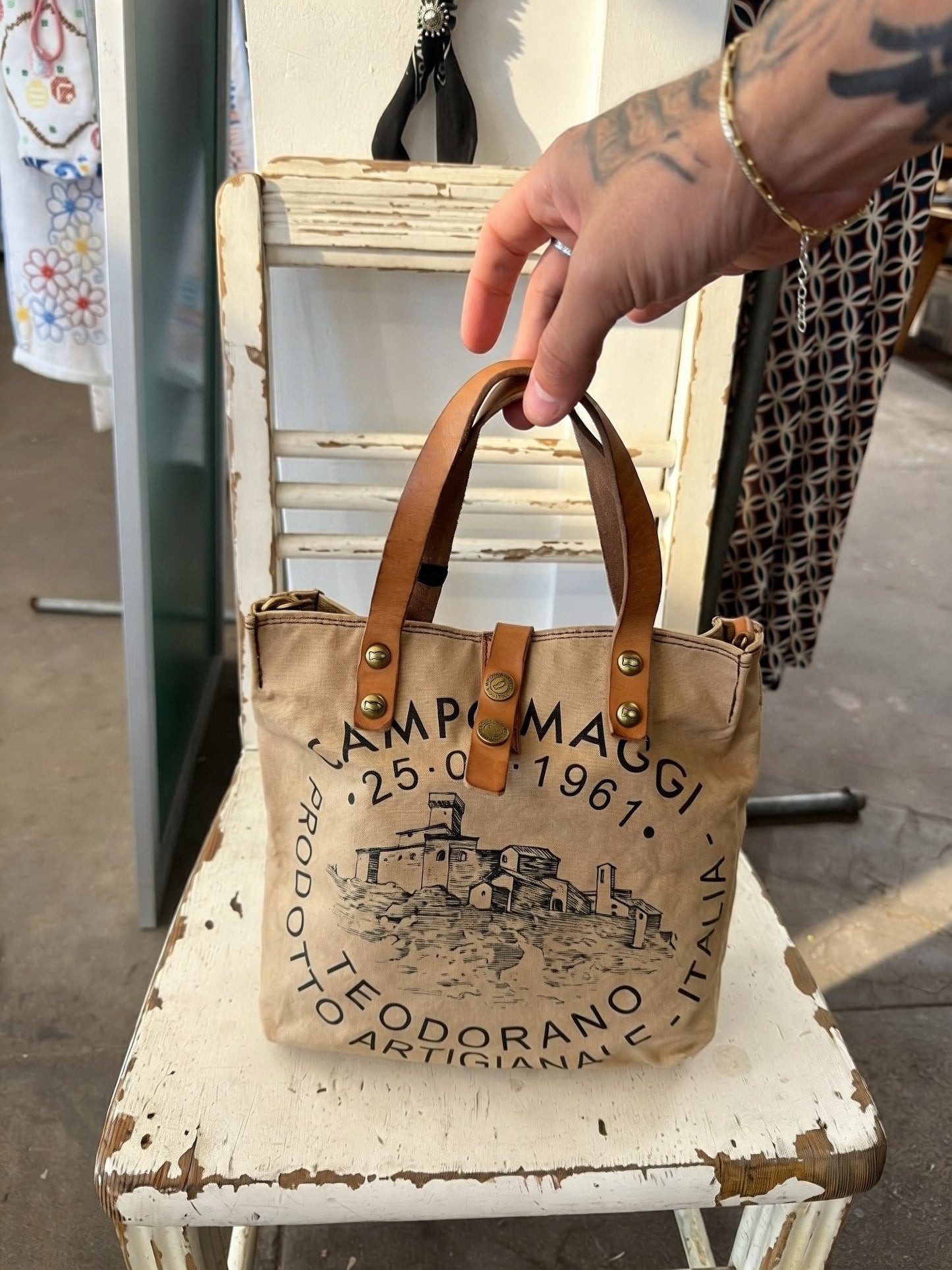 Campomaggi Genziana Shopping Bag with Teodorano Print