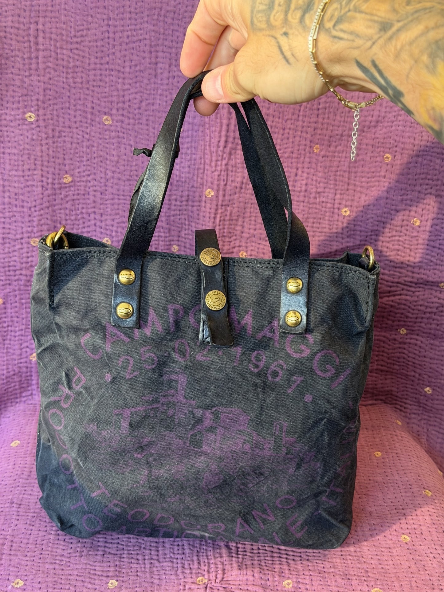 Campomaggi Genziana Shopping Bag with Teodorano Print