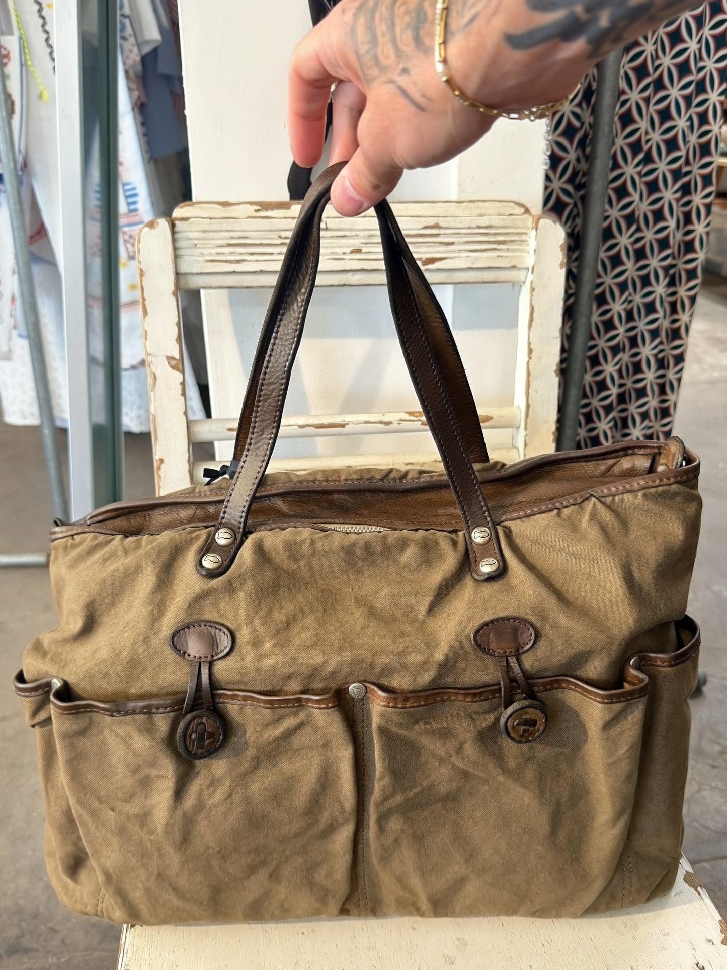 Campomaggi Weekend Canvas Bag in Military