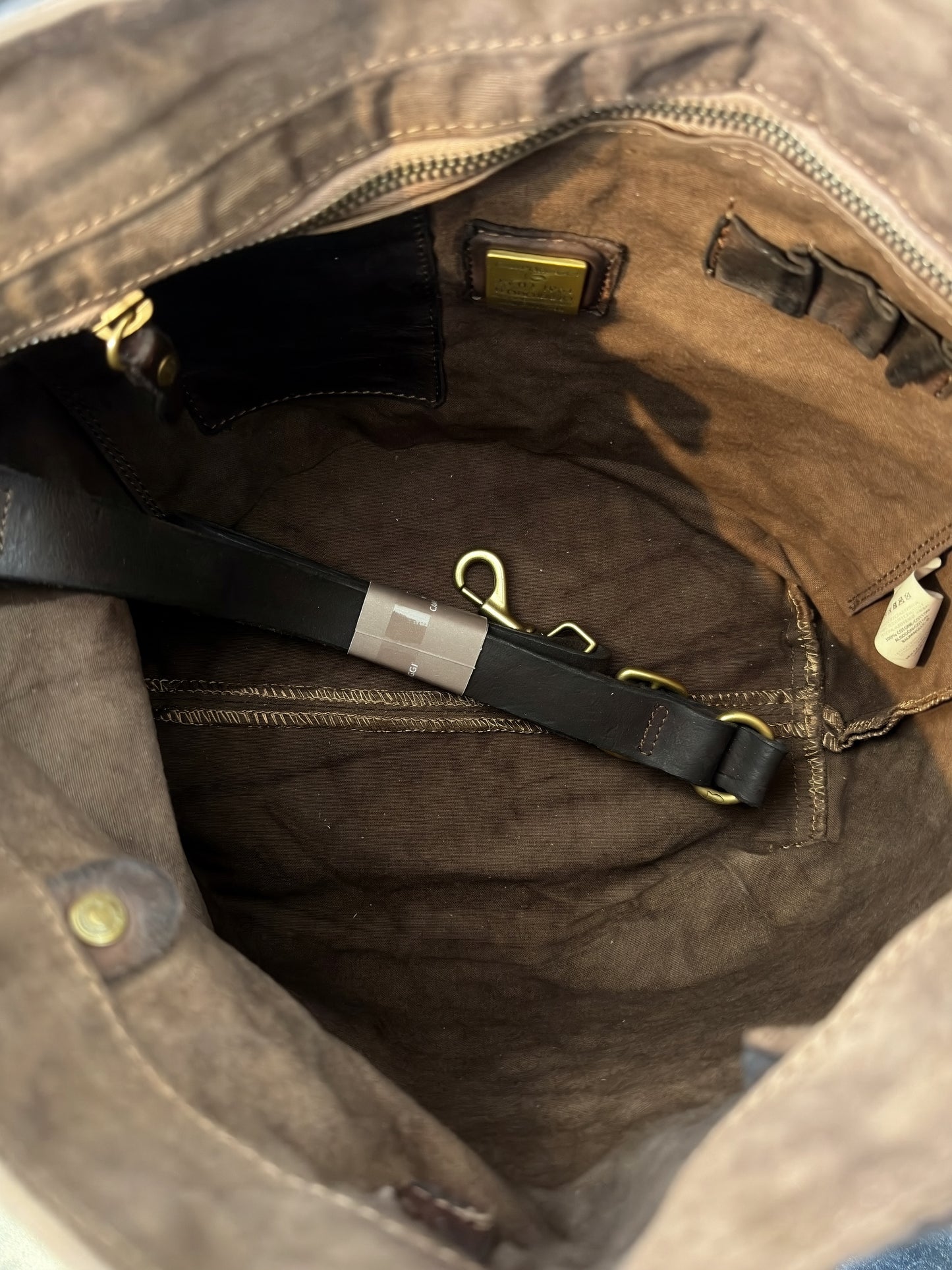 Campomaggi Canvas Leather Shopping Bag in Brown