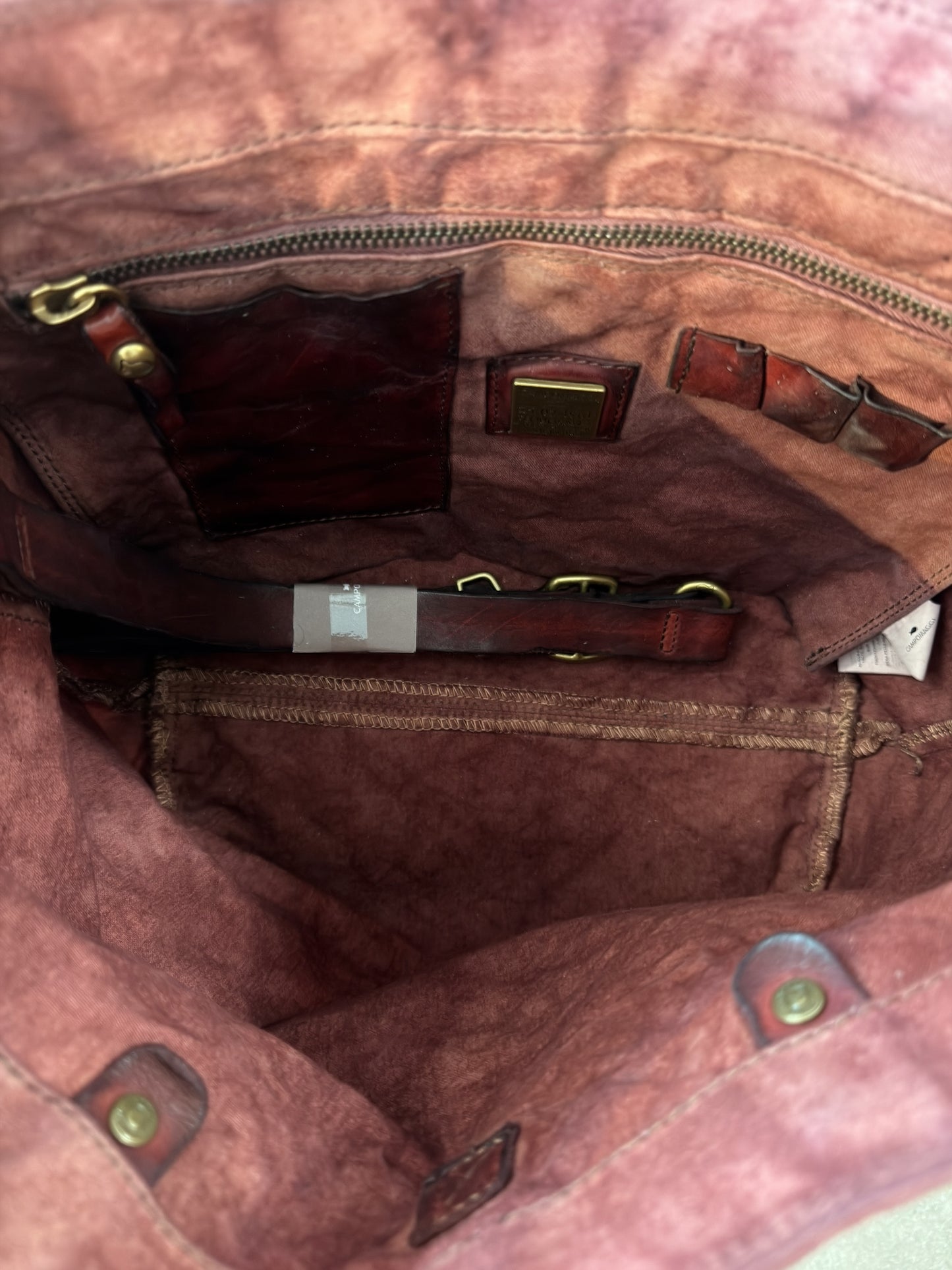Campomaggi Canvas Leather Shopping Bag in Burgundy