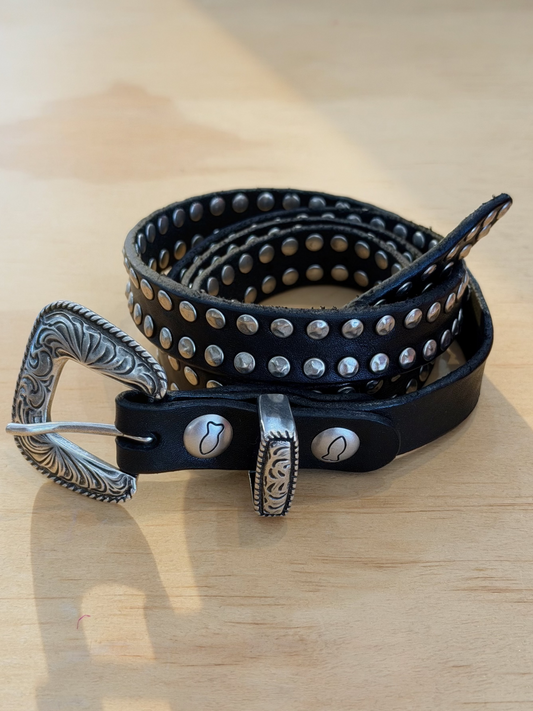 Campomaggi Leather Studded Belt in Black