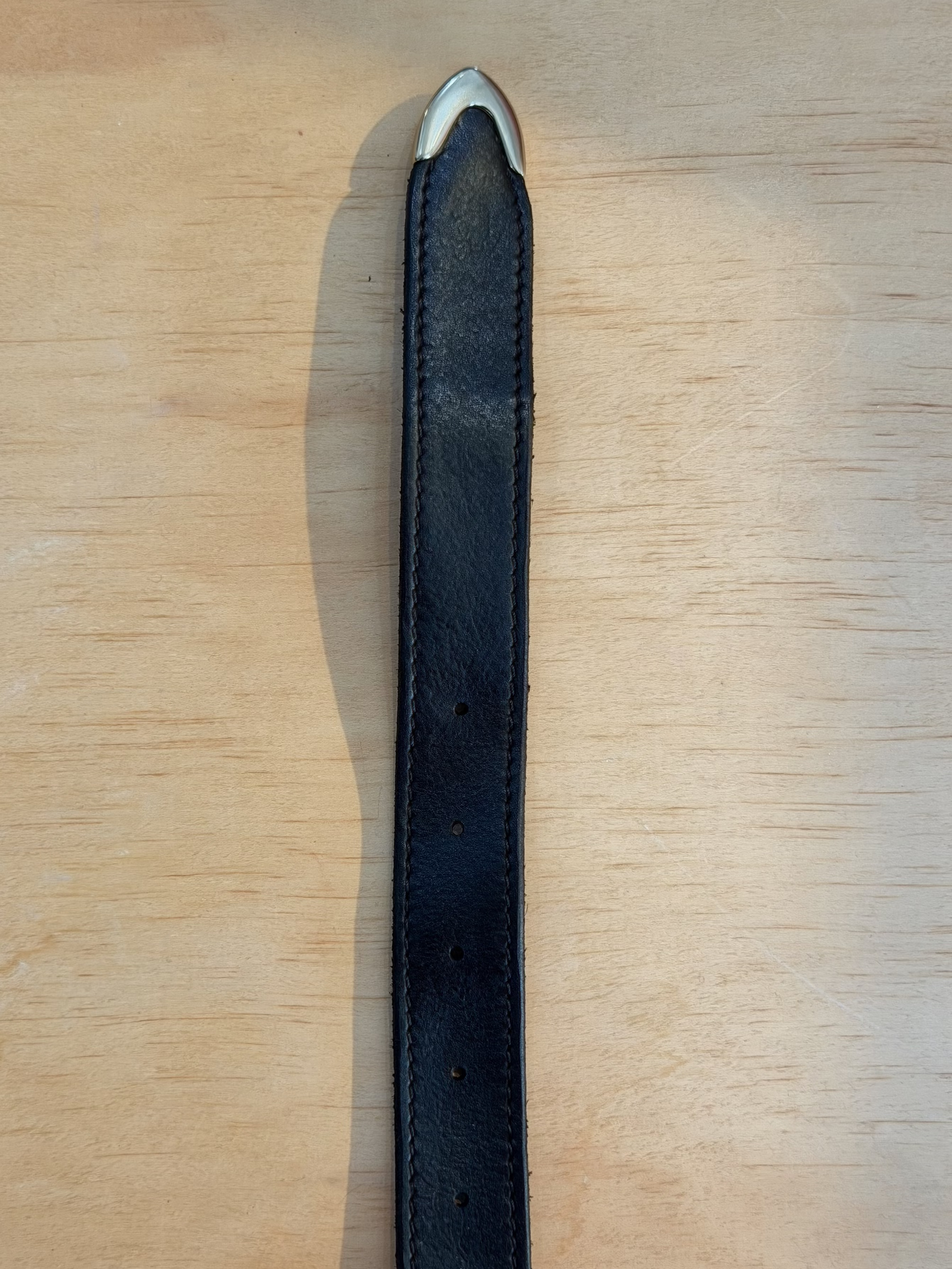 Campomaggi Leather Belt in Black and Gold Brass