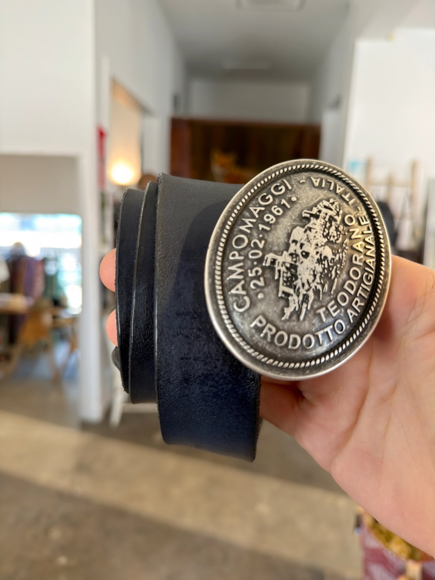 Campomaggi Leather Belt in Blue