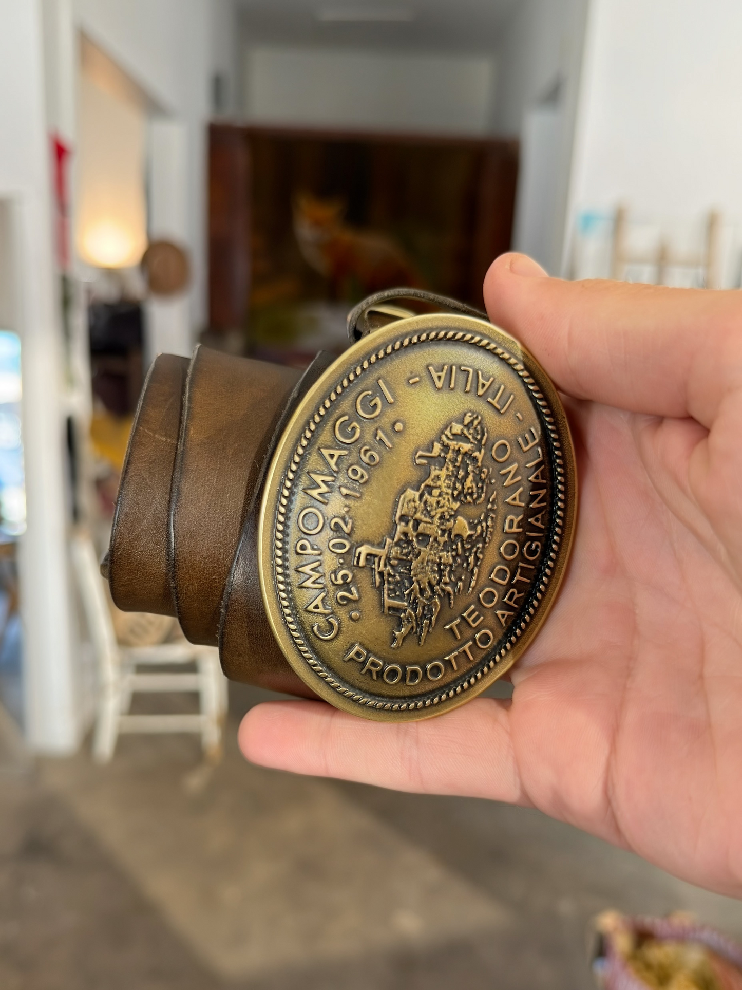 Campomaggi Leather Belt in Military Brown