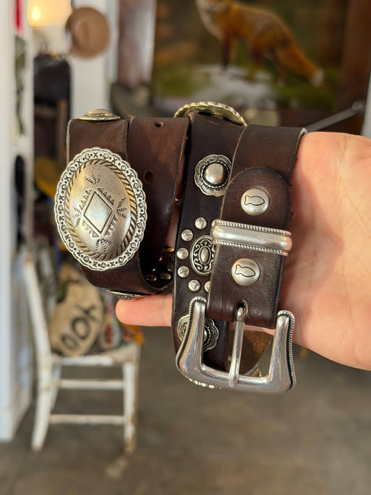 Campomaggi Leather Studded Belt in Moro