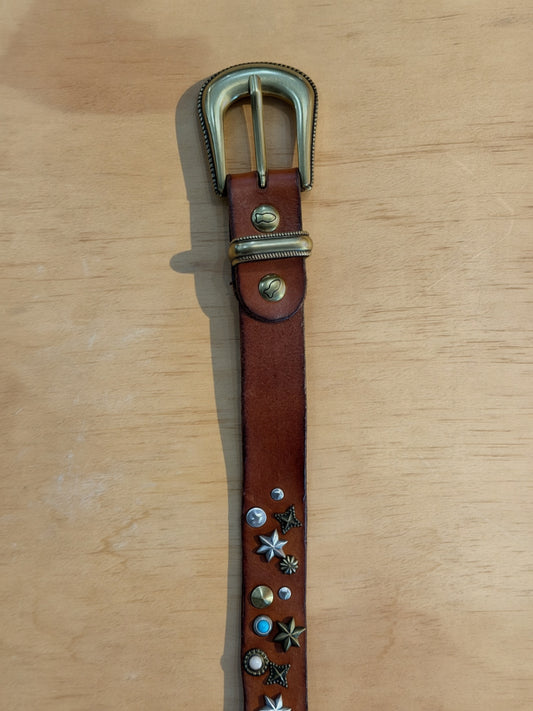 Campomaggi Leather Studded Belt in Cognac