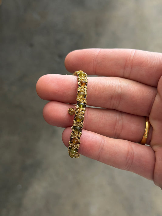 Dag Gioielli 14k Gold Plated Bracelet with Green Tourmaline