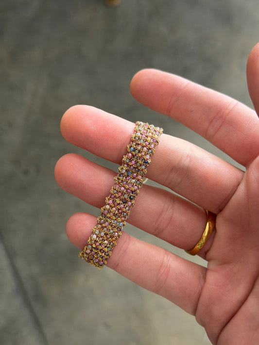 Dag Gioielli 14k Gold Plated Bracelet with Red Sapphire
