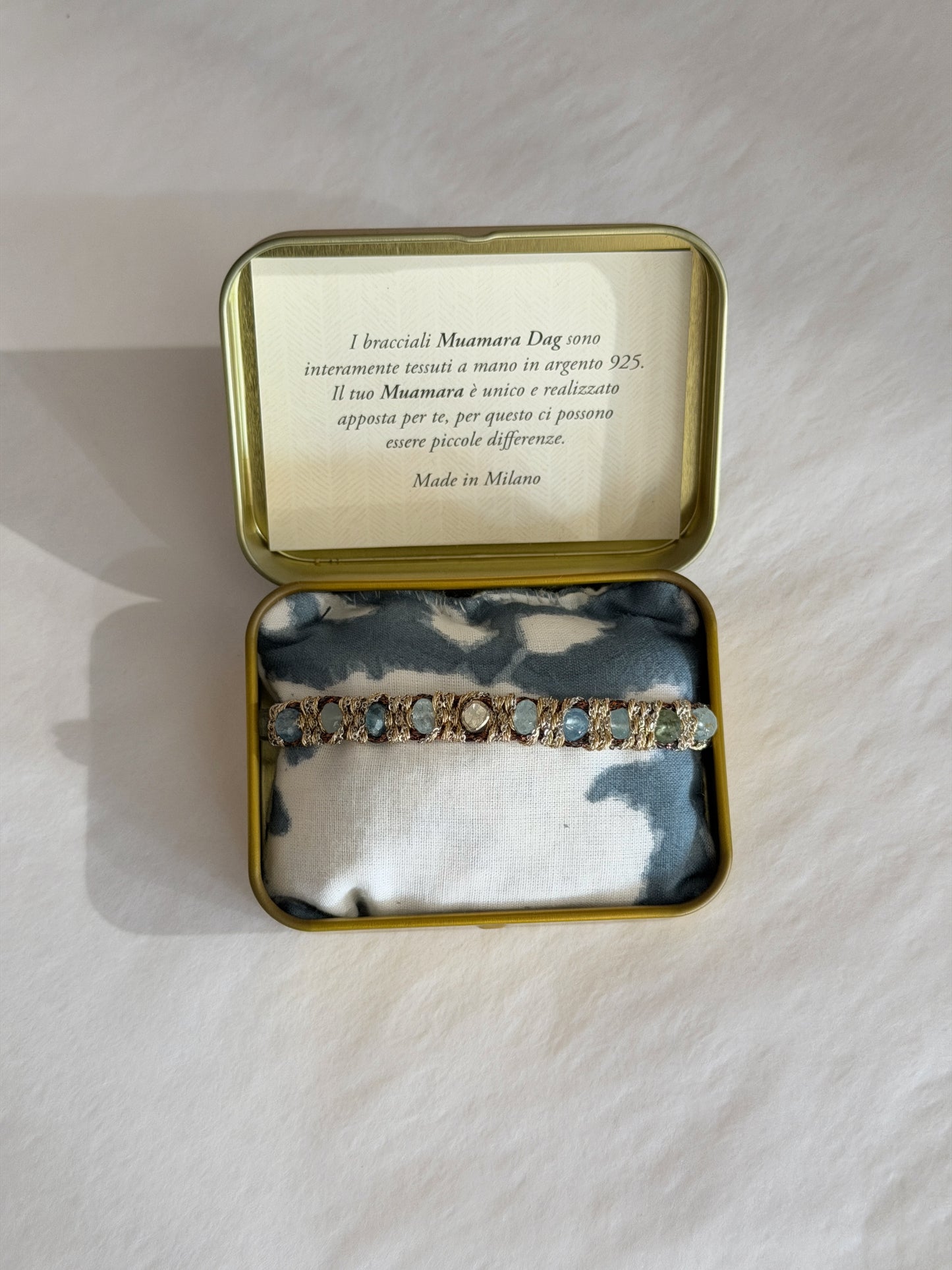 Dag Gioielli Rhodium Silver, Aquamarine, Polki Diamond Bracelet