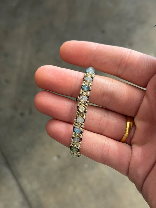 Dag Gioielli Rhodium Silver, Aquamarine, Polki Diamond Bracelet
