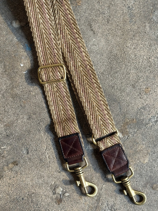 Campomaggi Woven Cross-Body Bag Strap in Natural and Moro Leather