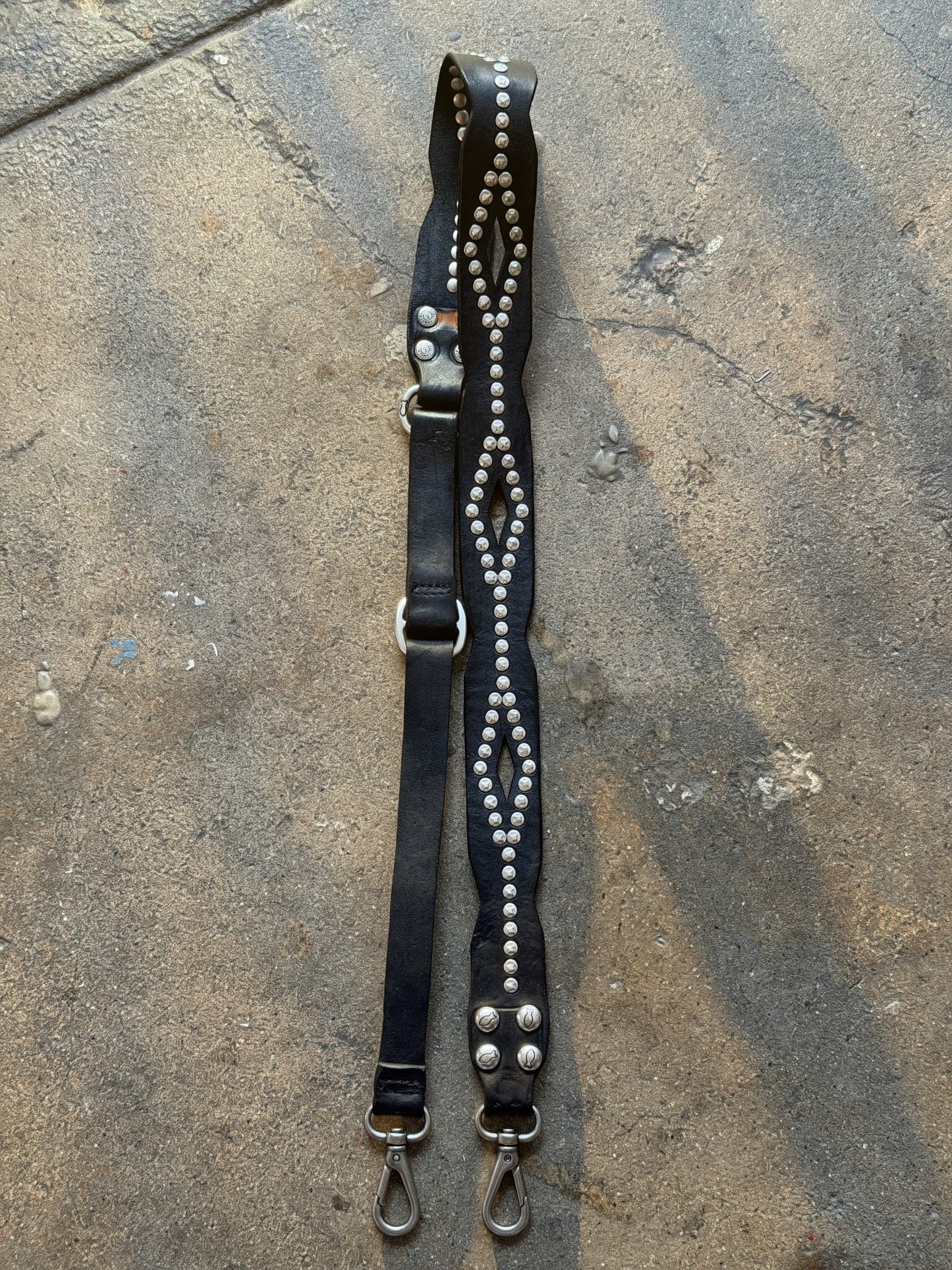Campomaggi Leather Studded Cross-Body Strap in Black
