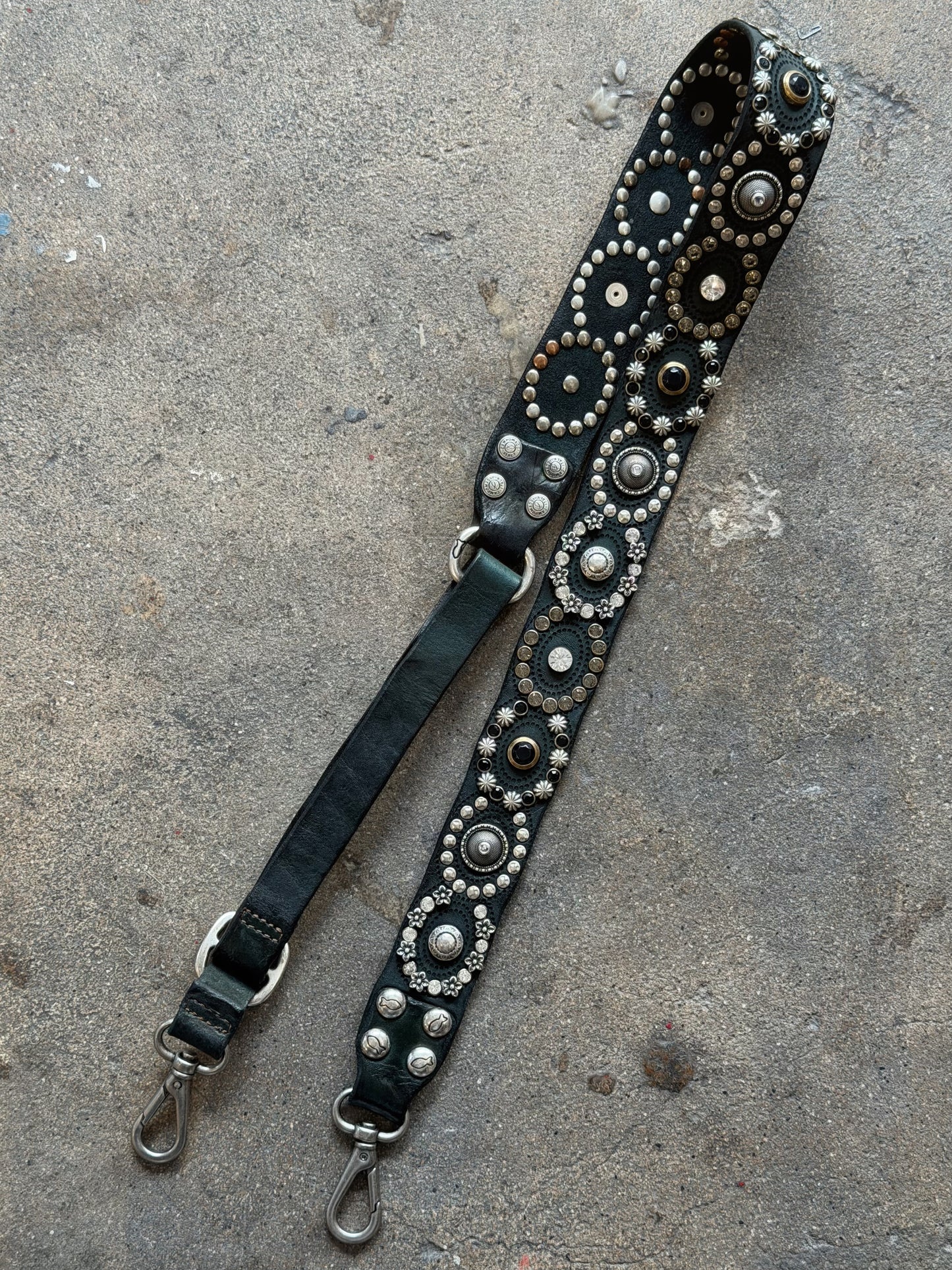 Campomaggi Leather Studded Cross-Body Strap in Bottilglia