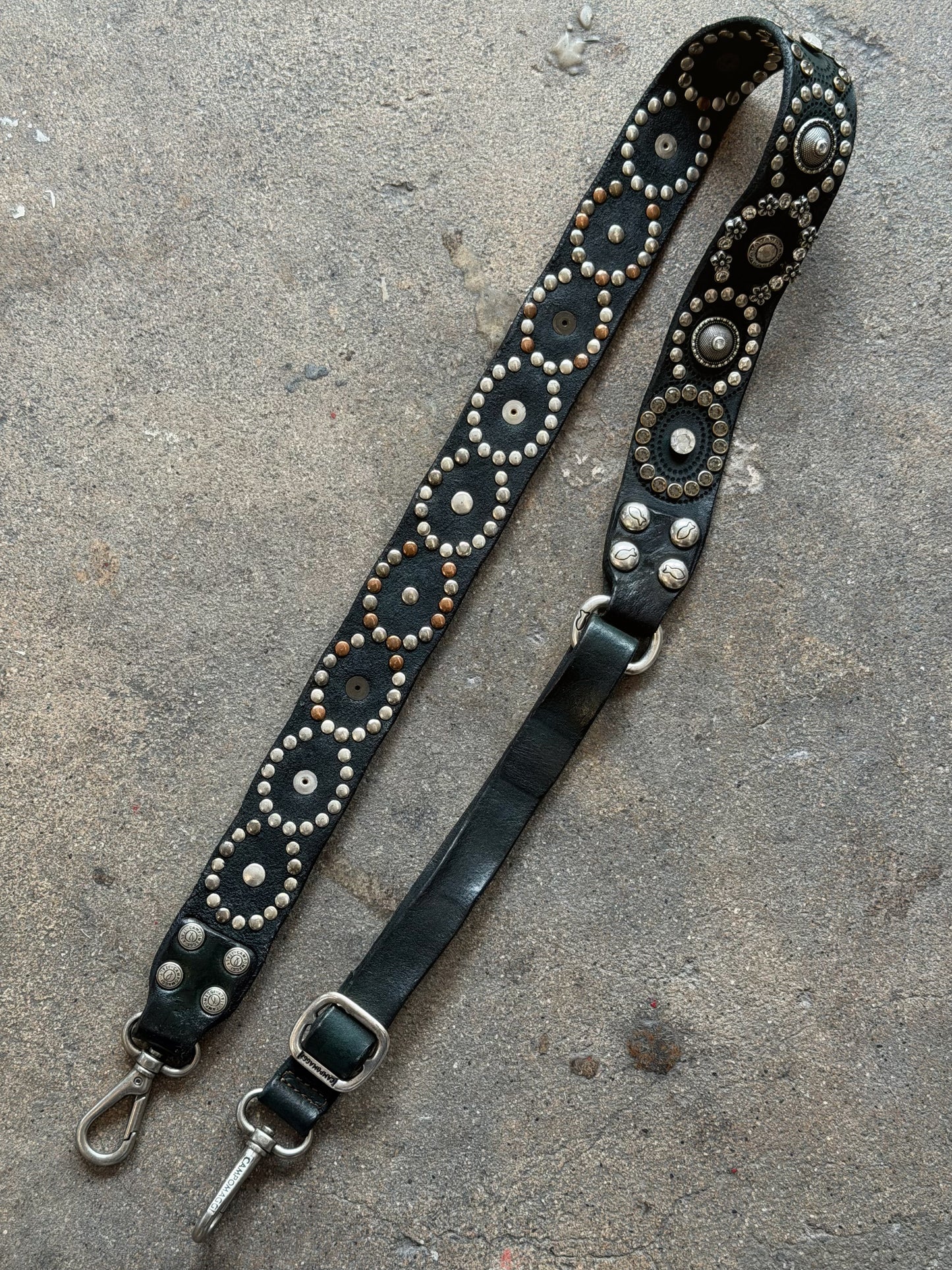 Campomaggi Leather Studded Cross-Body Strap in Bottilglia