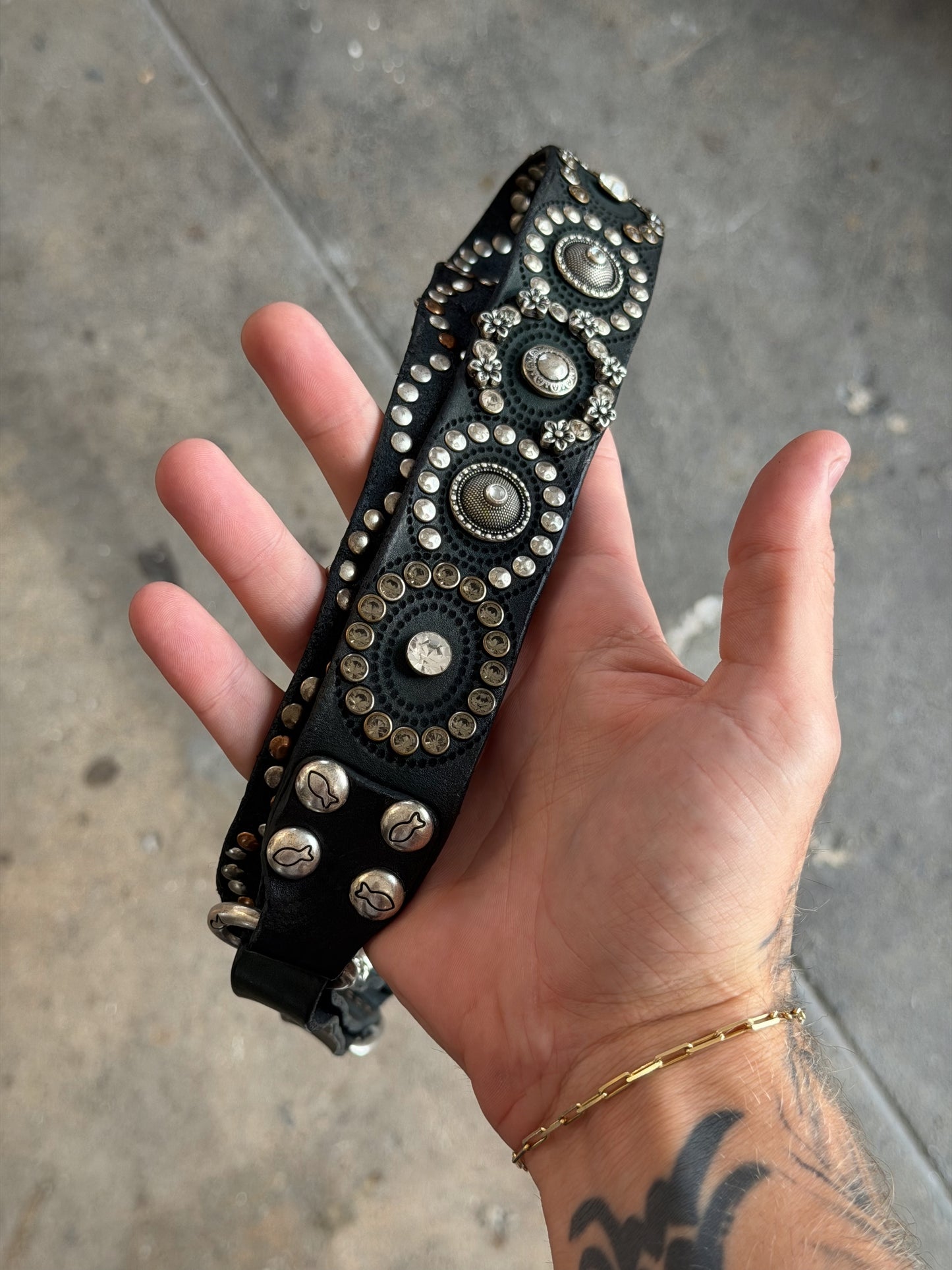 Campomaggi Leather Studded Cross-Body Strap in Bottilglia